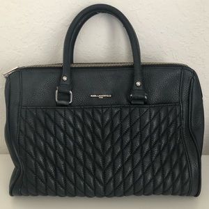 Karl Lagerfeld Black Leather Quilted Purse